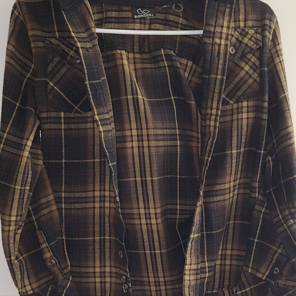 COPY - Burnside Hooded flannel size 10 boys. Brown and black.